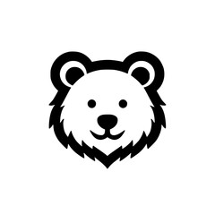 cute black and white bear face vector illustration with simple design elements.