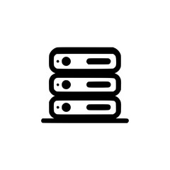 Wall Mural - black and white icon depicting a stack of three server racks or storage units.