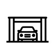 © umut hasanoglu - Simple black and white icon of a car parked inside a garage.