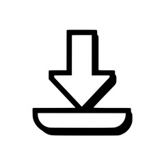 Wall Mural - simple black and white icon of a downward arrow pointing into a tray.