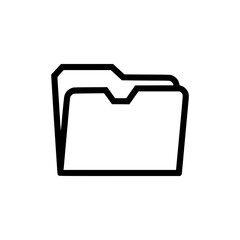 Wall Mural - black and white icon of an open file folder with a simple, minimalist design.