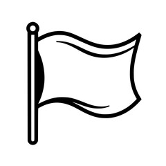 Wall Mural - Simple black and white illustration of a waving flag on a pole.