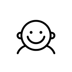 Simple line drawing of a smiling face, perfect for use in icons or smiley graphics.