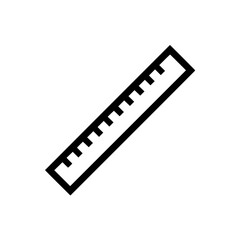 Poster - simple black and white icon of a straight ruler with measurement markings.