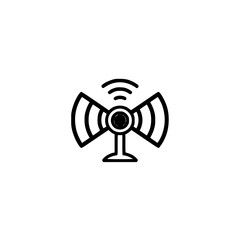 Wall Mural - black and white icon depicting a fan with wi-fi signal emanating from it, symbolizing wireless techn