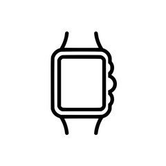 Poster - minimalist line drawing of a digital smartwatch with a rectangular face, depicted in simple black st