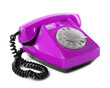 © New Africa - Old violet telephone with rotary dial isolated on white