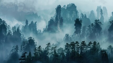 Wall Mural - Mystical Mountain Peaks