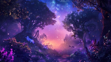 Sticker - Enchanted Forest at Night