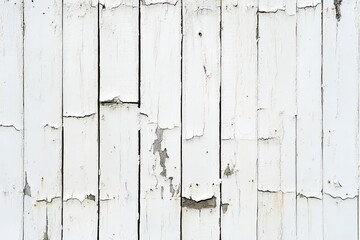 Wall Mural - White painted wood boards or siding or wall with cracks and distressed finish , ai