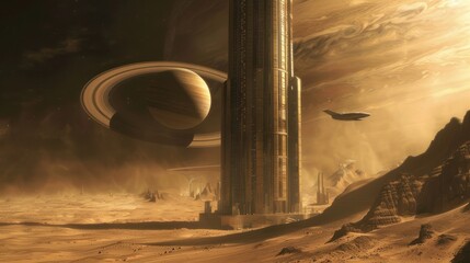 Wall Mural - Futuristic Cityscape on a Desert Planet