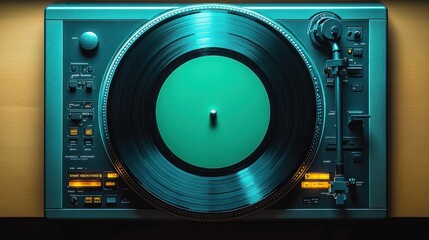 A top-down view of a turntable ready for vinyl playback.