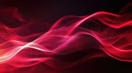 Canvas Print - Abstract red wave effect on a 3D background, representing dynamic and futuristic designs for technology and creative concepts.