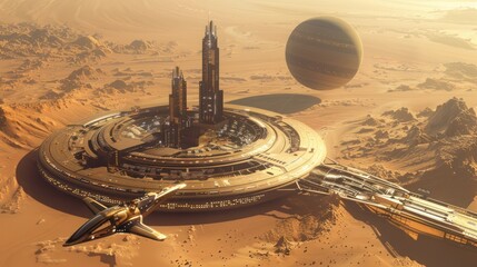 Wall Mural - Futuristic City on a Desert Planet