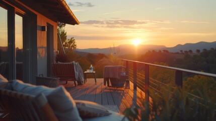 Canvas Print - Sunset View from Deck