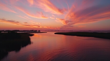 Sticker - Pink Sunset Over a Calm River