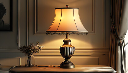 Display of a classic style desk lamp in the indoor lighting.