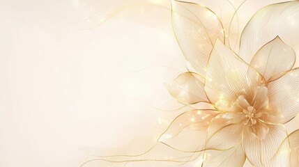 Wall Mural - Golden Floral Background with Copy Space for Design  Wedding  and Celebration Invitations