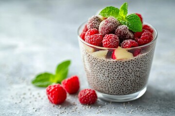 Wall Mural - Chia Pudding, A mixture of chia seeds and milk (or a dairy-free alternative) left to thicken overnight,