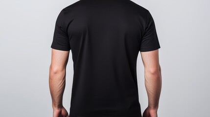 Wall Mural - Man Wearing Black T Shirt Back View Mockup