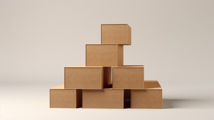 Wall Mural - Stack of cardboard boxes on a white background.