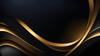 Wall Mural - Abstract Black and Gold Curved Lines Background