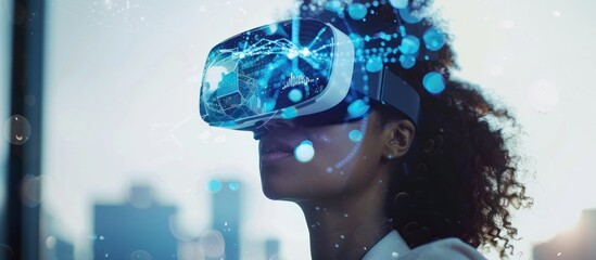 Wall Mural - Woman Experiencing Virtual Reality