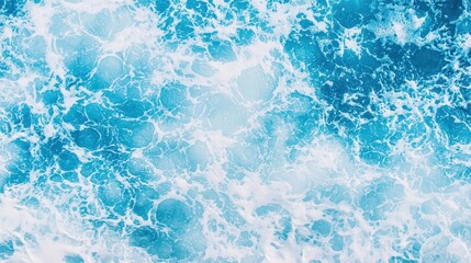 Abstract Blue Ocean Water Texture with Foam  White Waves