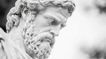 Wall Mural - Close Up of a Stone Statue Face  Greek Sculpture  Ancient Art