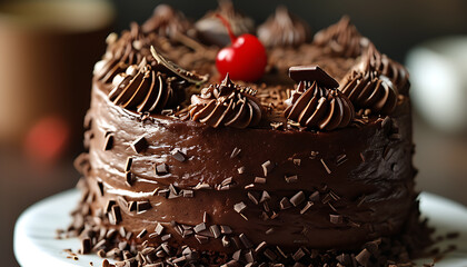 Wall Mural - A Close-Up Shot of a Chocolate Cake Delicacy