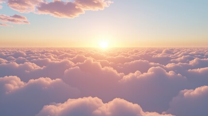 Wall Mural - Sunset Sky with Fluffy Clouds  Above the Clouds  Aerial View  Beautiful Sky  Sunrise  Nature  Cloudscape