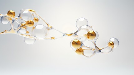 Wall Mural - abstract 3d rendering of a gold and glass structure with interconnected spheres.