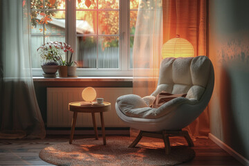 A cozy reading corner with a comfortable chair