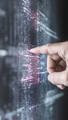 Fototapete - Cybersecurity Professional Pointing to Digital Board with Visual Data on Security Threats