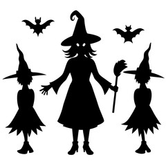 Wall Mural - Halloween witch silhouette vector illustration culture