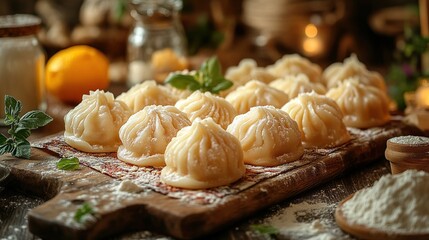 Close-Up of Deliciously Steamed Dumplings Ready to Eat. Generate Ai Image