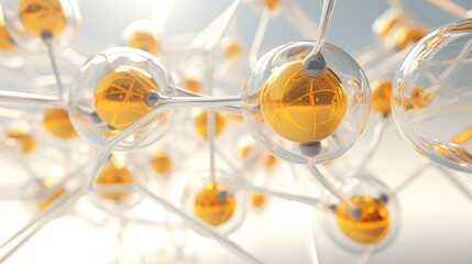 Wall Mural - Abstract 3D rendering of connected spheres, representing a network or molecular structure.