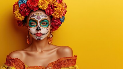 Day of the Dead Makeup with Floral Headband