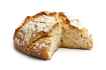 Canvas Print - Damper, A traditional Australian soda bread, originally prepared by early settlers and bushmen, typically cooked over an open fire and served with butter, isolated on white background