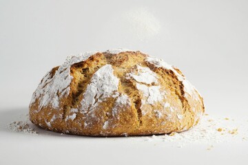 Canvas Print - Damper, A traditional Australian soda bread, originally prepared by early settlers and bushmen, typically cooked over an open fire and served with butter, Isolated on White Background