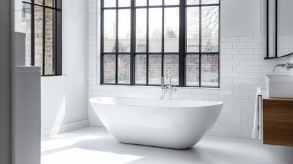 Canvas Print - Modern Bathroom with Large Window