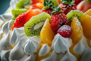 Canvas Print - Pavlova, A meringue-based dessert with a crisp crust and soft, light inside