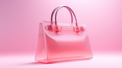 Poster - A clear pink handbag on a pink background.