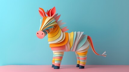 colorful paper zebra animal craft paper folding origami art design illustration minimalist creative 