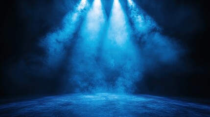 Wall Mural - Blue Spotlight on Stage with Smoke