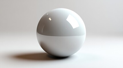 Wall Mural - A glossy white sphere on a smooth surface, reflecting light.