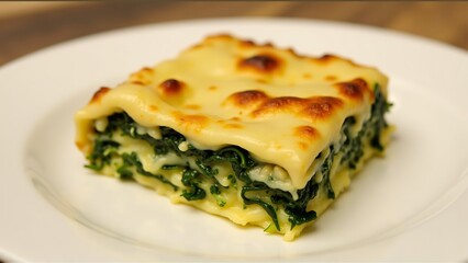 A dish of vegetable lasagna with layers of_