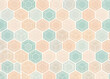 © Tengkwa - Abstract Hexagon Pattern: A seamless, minimalistic design of overlapping hexagons in soft pastel hues of peach, mint, and white. Perfect for adding a touch of modern elegance to your projects.