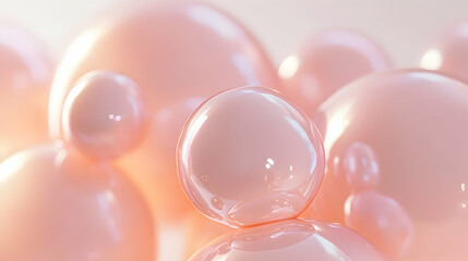 Wall Mural - Abstract pink spheres arranged in a soft, delicate composition.