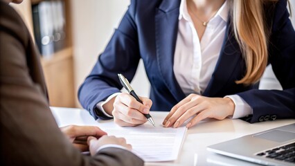 Businesswoman's Hand Signing Contract